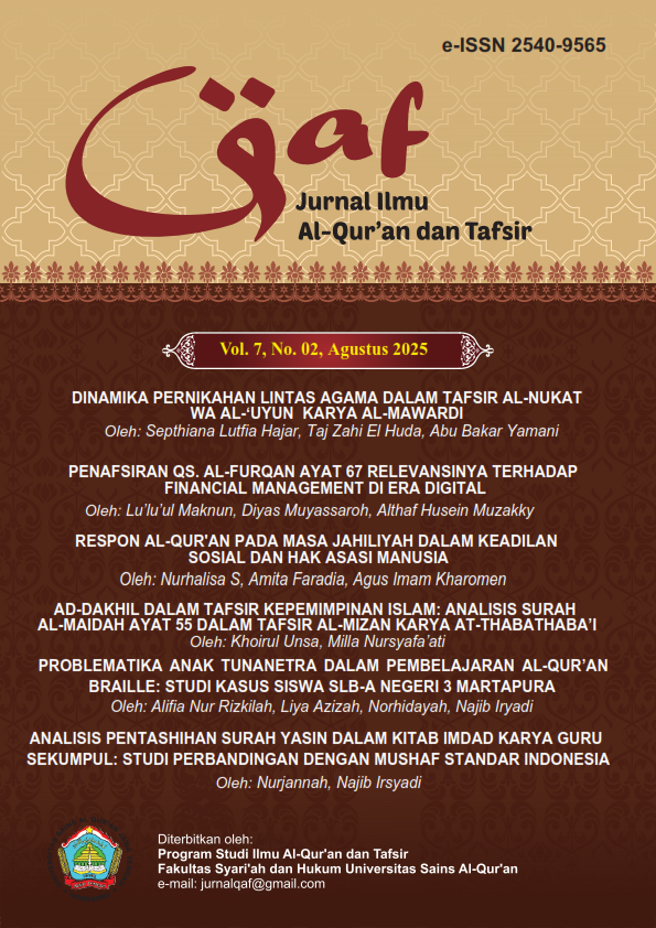 					View Vol. 7 No. 02 (2025): Qaf Jurnal Ilmu Al-Qur'an dan Tafsir
				