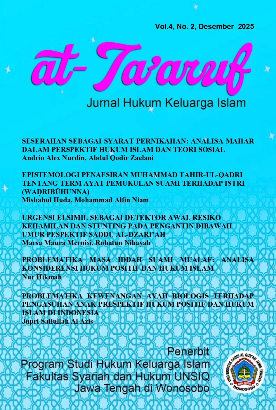 					View Vol. 4 No. 2 (2025): At-Ta'aruf : Jurnal Hukum Keluarga Islam
				