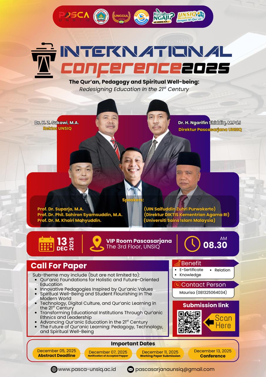 					View Vol. 1 No. 01 (2026): International Seminar on The Qur'an, Pedagogy and Spiritual Well-Being: Redesigning Education in The 21st Century
				